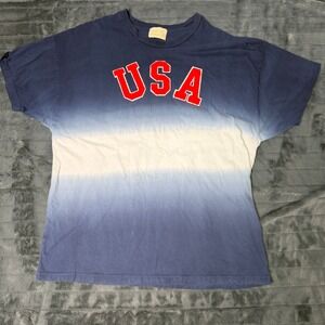 Judith March Womens USA Ombre Dip Dye T-Shirt Blue White Red CT-32030 Medium